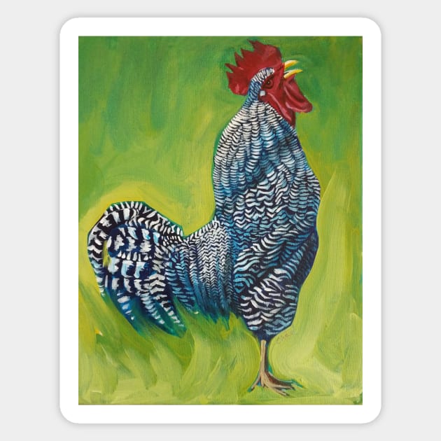 Rocky the Barred Rock Rooster Sticker by chadtheartist